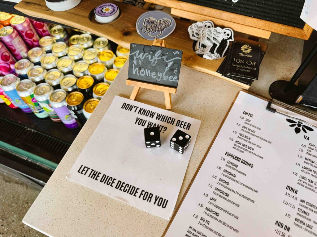 Order a beer from Honeybee by letting the dice decide which draft to order