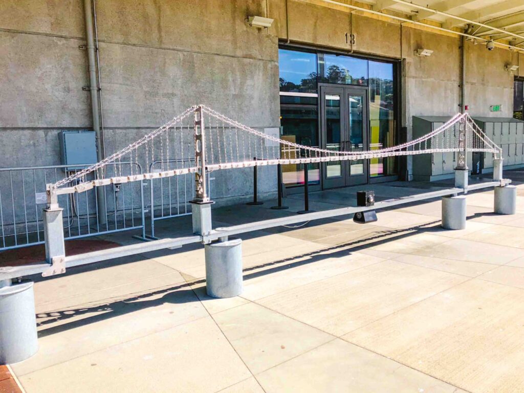 San Francisco Exploratorium exhibit outdoors of the Golden Gate Bridge
